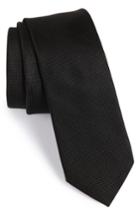 Men's Nordstrom Men's Shop Oxford Solid Silk Skinny Tie, Size - Black