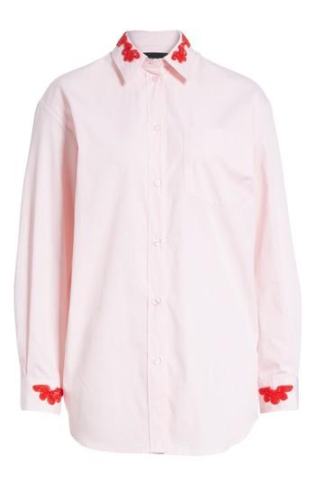 Women's Simone Rocha Beaded Pinstripe Shirt Us / 8 Uk - Pink