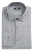 Men's Boss Jenno Slim Fit Plaid Dress Shirt - Grey