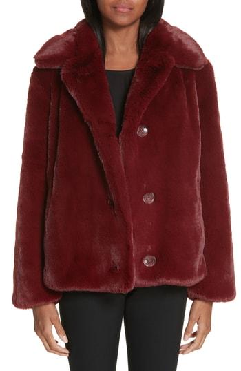 Women's Burberry Alnswick Faux Fur Coat - Burgundy