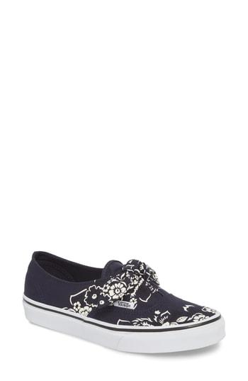 Women's Vans Ua Authentic Knotted Floral Bandana Slip-on Sneaker M - Blue