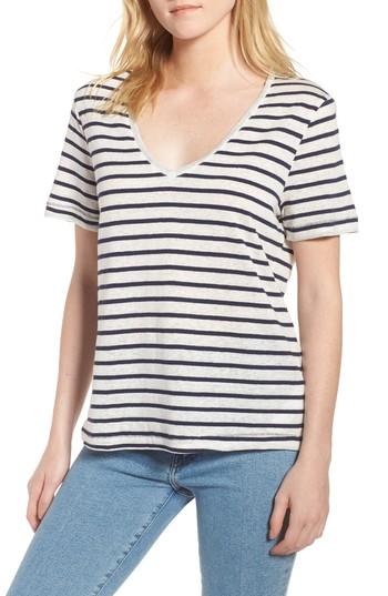 Women's Splendid Stripe V-neck Tee - Blue