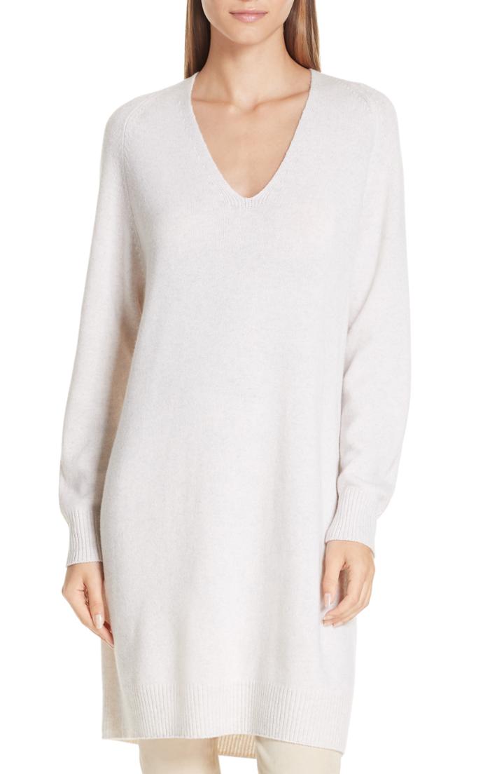Women's Vince Deep V-neck Sweater Dress - White