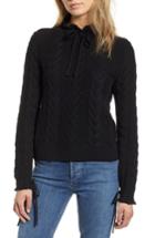 Women's 1901 Cotton Wool Blend Cable Sweater - Black