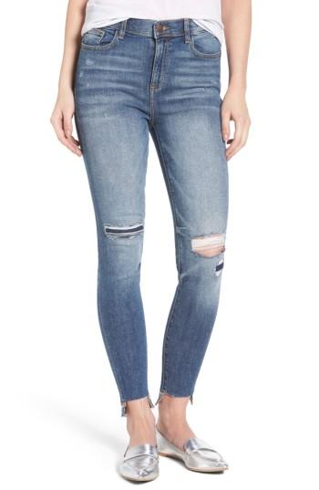 Women's Sp Black Step Hem Ripped Skinny Jeans - Blue