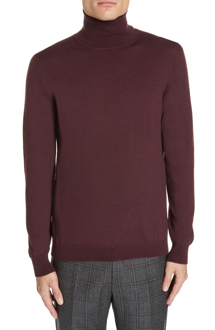 Men's Eidos Merino Wool Turtleneck Sweater - Red