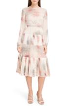 Women's N Degree21 Floral Print Tiered Silk Dress Us / 36 It - Pink
