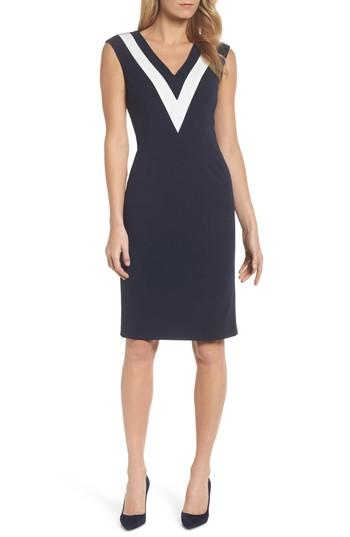 Women's Adrianna Papell Colorblock Sheath Dress - Blue
