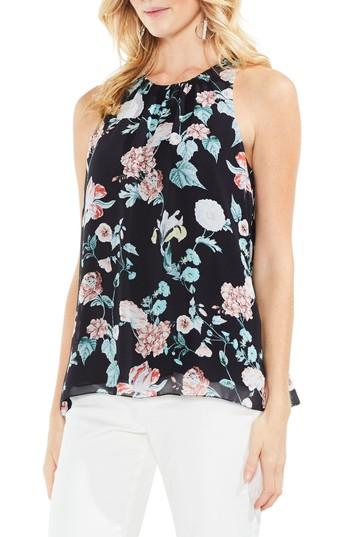 Women's Vince Camuto Floral Gardens Sleeveless Blouse, Size - Black