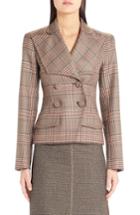 Women's Fendi Checked Double Breasted Wool Jacket Us / 38 It - Grey