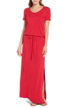 Women's Caslon Drawstring V-neck Jersey Maxi Dress - Red