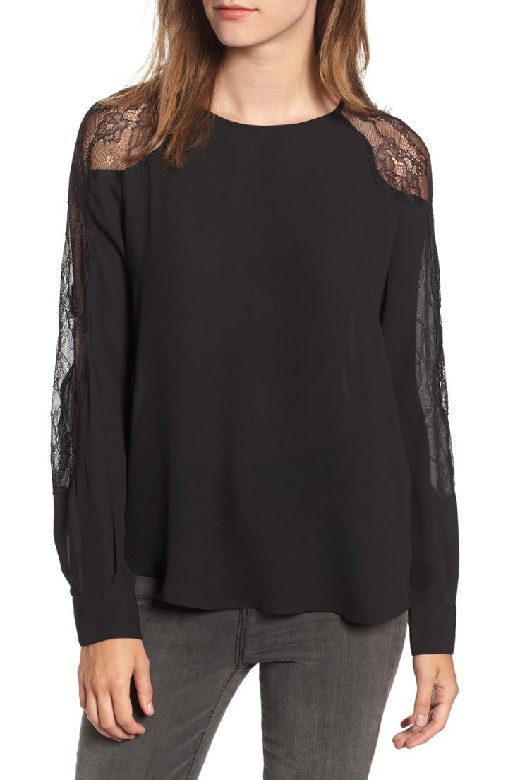 Women's Halogen Lace Flutter Top - Blue