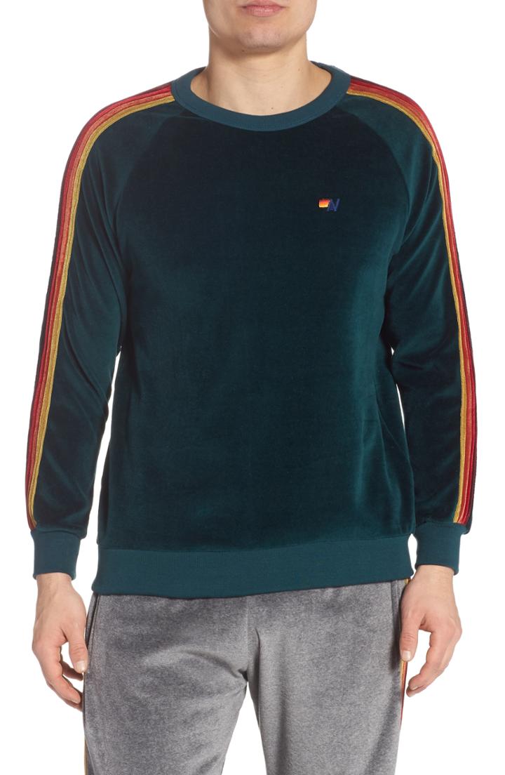Men's Aviator Nation Classic Velour Raglan Sweatshirt - Green