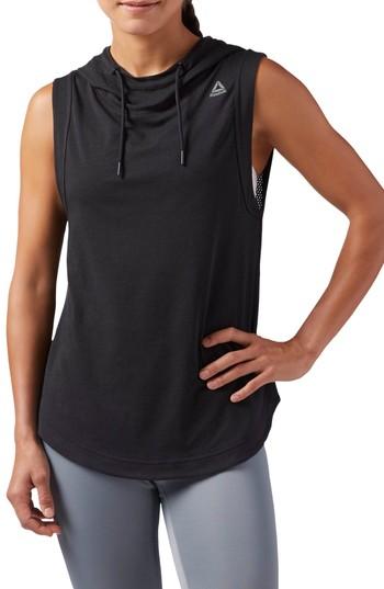 Women's Reebok Workout Ready Sleeveless Hoodie - Black