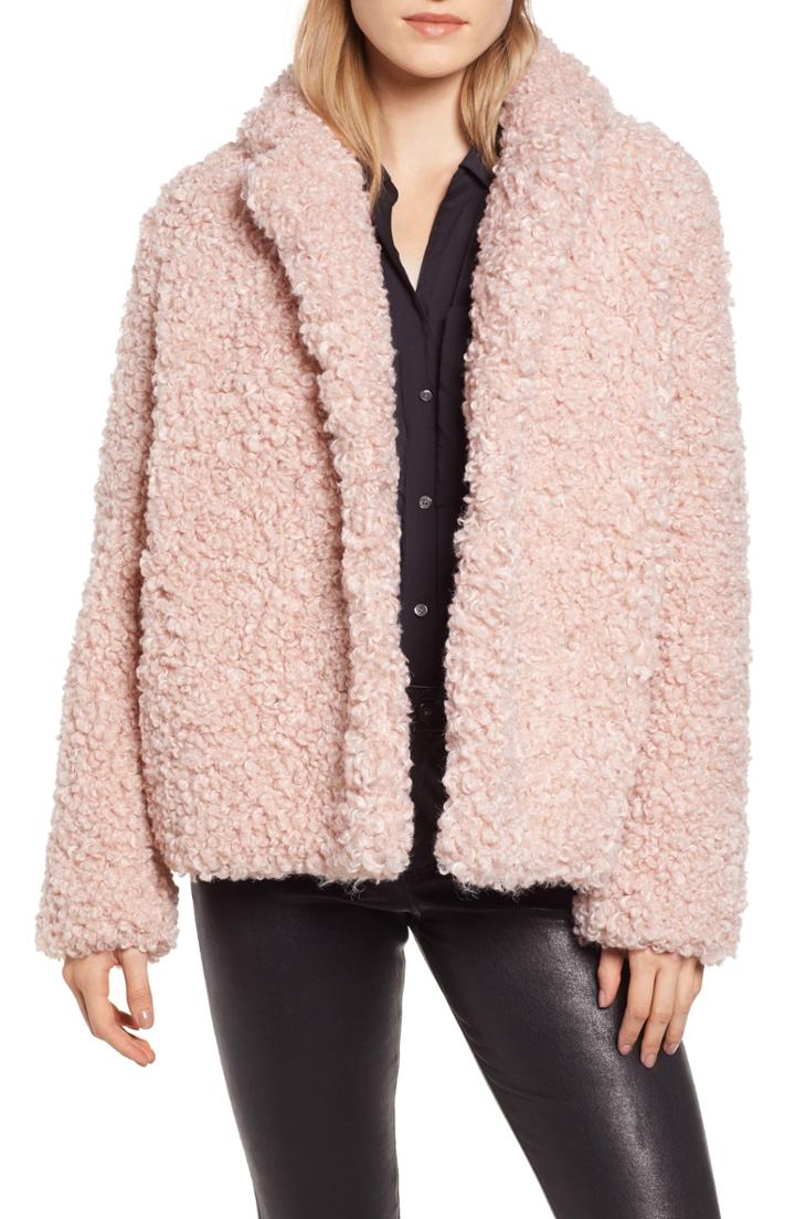 Women's Tahari Pepper Faux Fur Coat - Pink