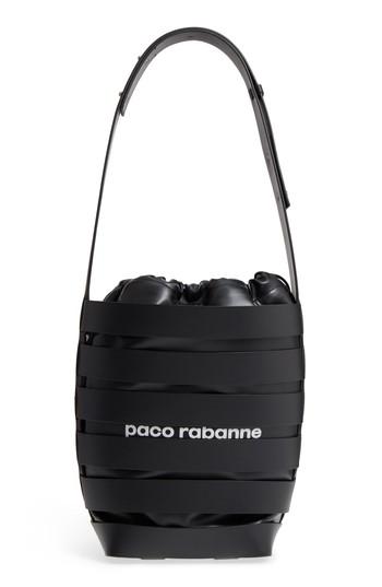 Paco Rabanne Medium Cage Leather Bucket Bag - Black