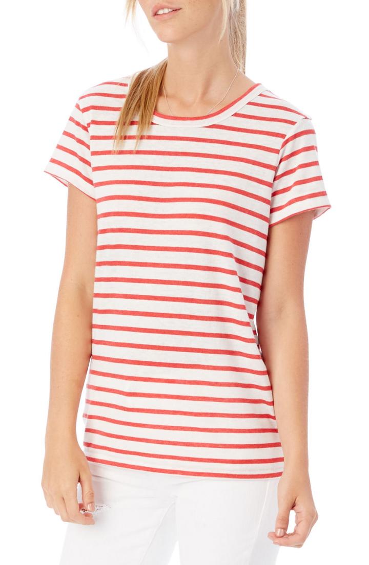 Women's Alternative Ideal Stripe Lounge Tee, Size - Red