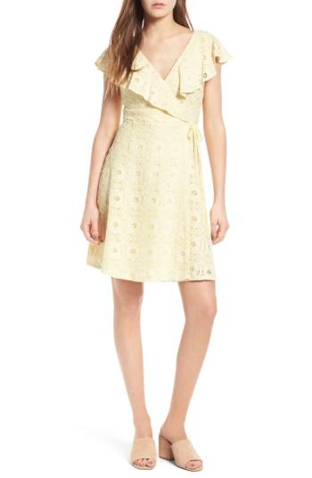 Women's Soprano Ruffle Lace Wrap Dress - Yellow