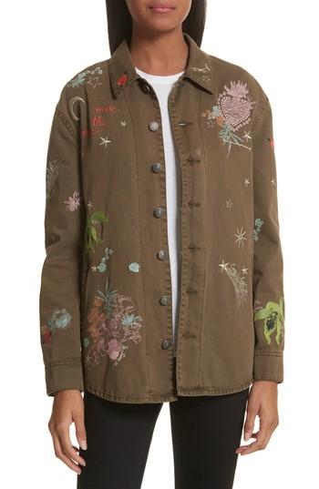 Women's Cinq A Sept Whimsical Canyon Embroidered Jacket - Green