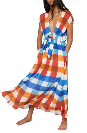 Women's Mara Hoffman Katinka Check Cover-up Maxi Dress - Red