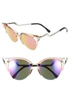 Women's Fendi Crystal 52mm Tipped Cat Eye Sunglasses - Transluscent Peach