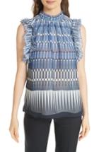 Women's Kate Spade New York Deco Malene Silk Top, Size - Blue