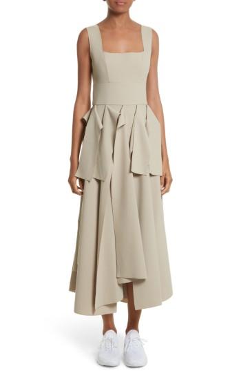 Women's A.w.a.k.e. Asymmetric Panel Midi Dress Us / 38 Fr - Beige