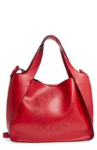 Stella Mccartney Perforated Logo Faux Leather Satchel - Red