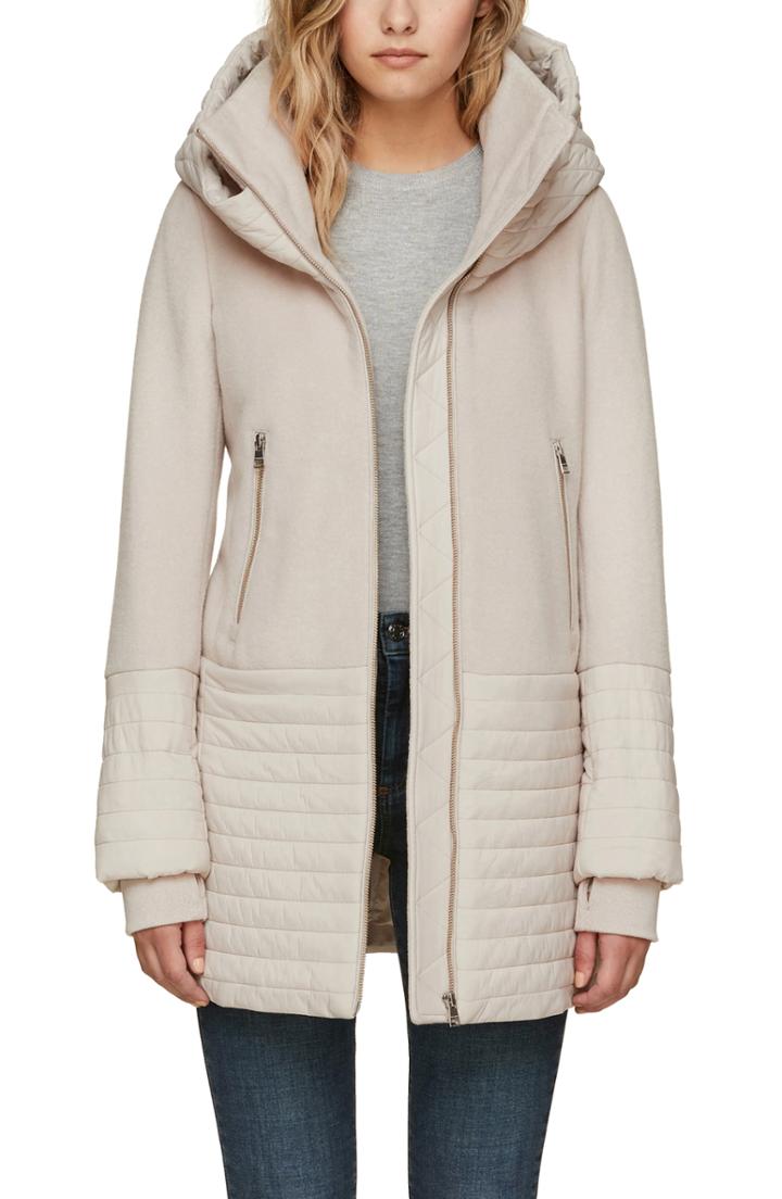 Women's Soia & Kyo Slim Fit Mixed Media Coat - Beige