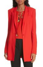 Women's Dvf Long Stretch Crepe Blazer - Red