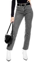 Women's Topshop High Waist Pinstripe Jeans W X 30l (fits Like 25-26w) - Black