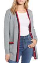 Women's 1901 Varsity Stripe Long Cardigan, Size - Burgundy