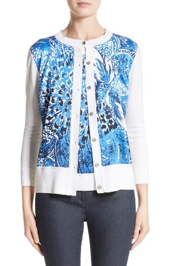 Women's St. John Collection Lotus Blossom Print Cardigan