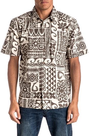 Men's Quiksilver Waterman Collection Cooks Regular Fit Print Sport Shirt - White