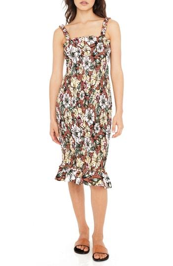 Women's Faithfull The Brand Maya Floral Print Smocked Midi Dress - Red