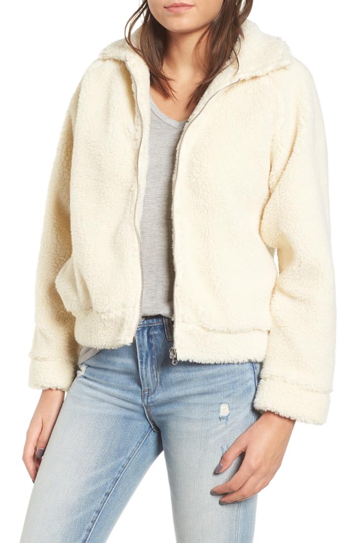 Women's Ted Baker London Colour By Numbers Kerensa Faux Fur Trim Wool Mohair Coat - Blue/green