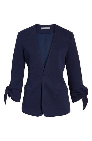 Women's Olivia Moon Tie Sleeve Knit Blazer, Size - Blue