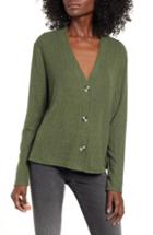 Women's Socialite Button Front Ribbed Top - Green