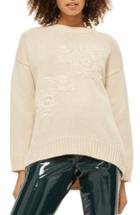 Women's Topshop Tonal Embroidered Sweater - Ivory