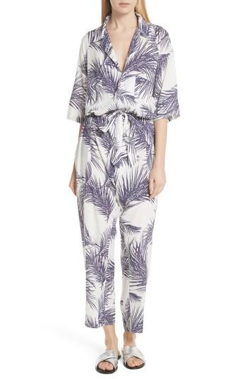 Women's Paradised Apres Beach Print Jumpsuit - White