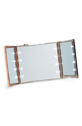 Impressions Vanity Co. Trifold Compact Led Makeup Mirror With Stand, Size - Rose Gold Chrome