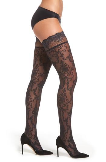 Women's Oroblu Patricia Lace Stay-up Stockings - Black