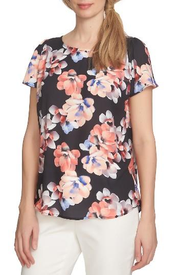 Women's Cece Print Flutter Sleeve Blouse - Black