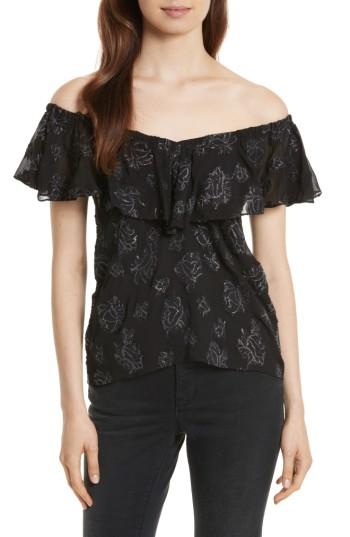 Women's Rebecca Taylor Rose Metallic Top - Black