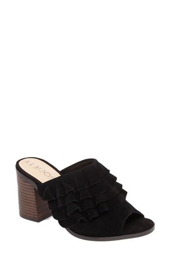 Women's Sole Society Frannie Ruffle Mule .5 M - Black