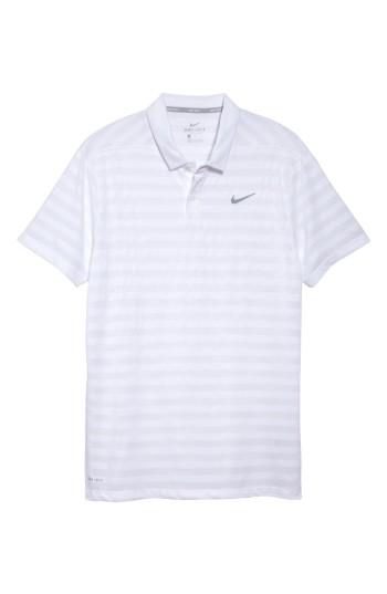 Men's Nike Dry Stripe Polo - White