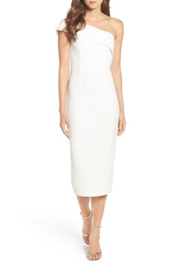 Women's Katie May One-shoulder Midi Sheath Dress - Ivory