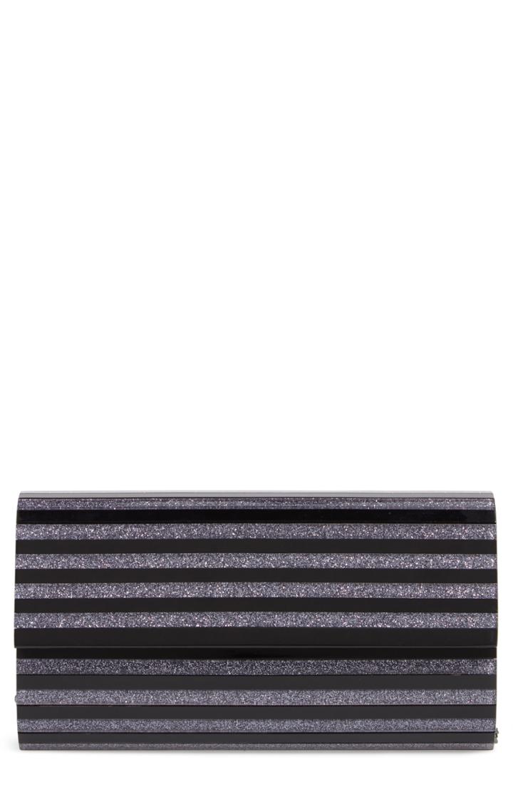 Nordstrom Glitter Stripe Lucite Clutch -