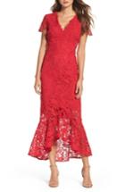 Women's Shoshanna Floral Guipure High/low Gown - Red