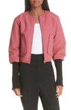 Women's Ji Oh Contrast Cuff Crop Bomber Jacket - Pink